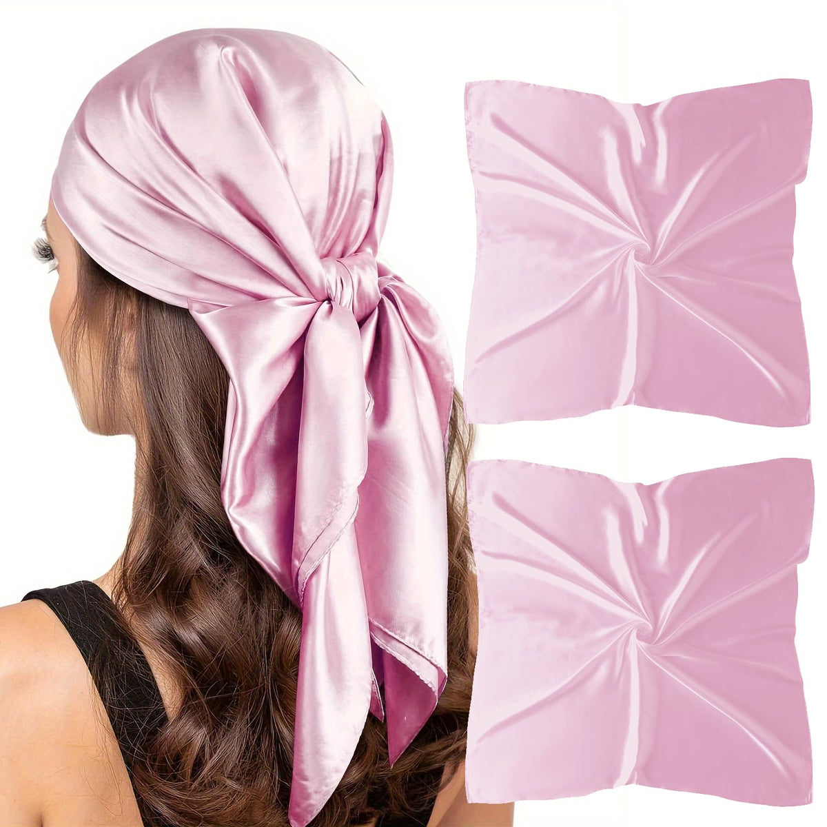 vimate 35" Square Silk Like Head Scarf - Women's Fashion Satin Scarf Bandana for Hair Wrapping at Night.