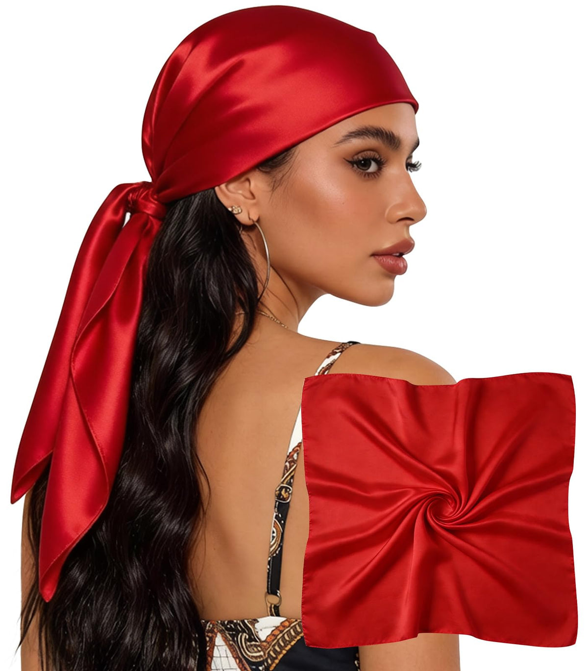 Sumolux Head Hair Scarf for Women 35" Like Satin Silk Hair Wrapping Bandana