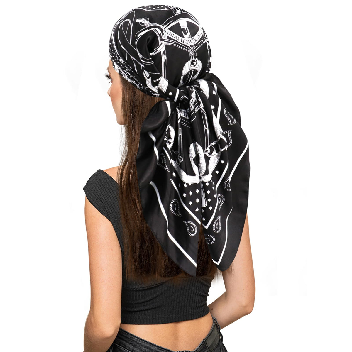vimate 35" Square Silk Like Head Scarf - Women's Fashion Satin Scarf Bandana for Hair Wrapping at Night.
