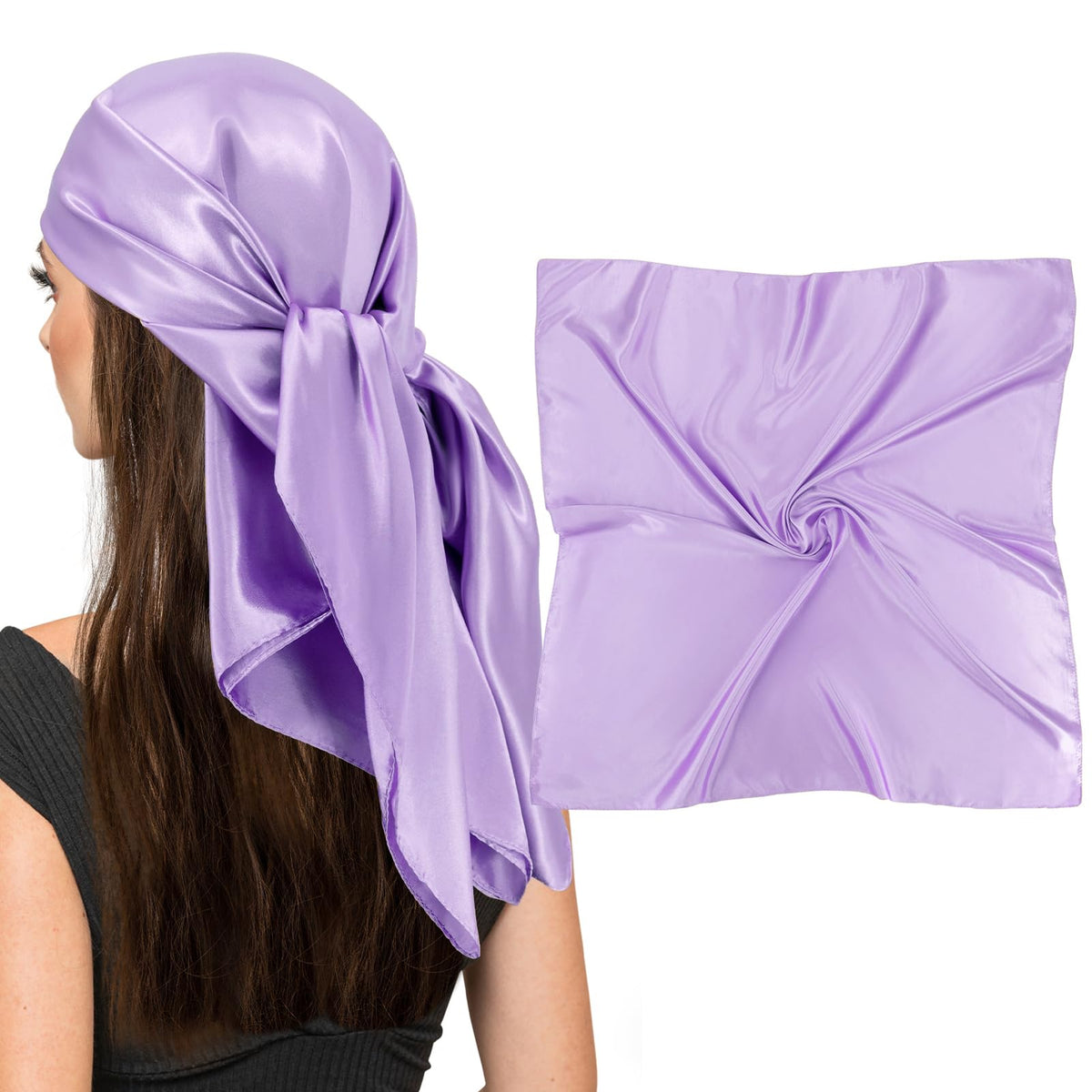 vimate 35" Square Silk Like Head Scarf - Women's Fashion Satin Scarf Bandana for Hair Wrapping at Night.