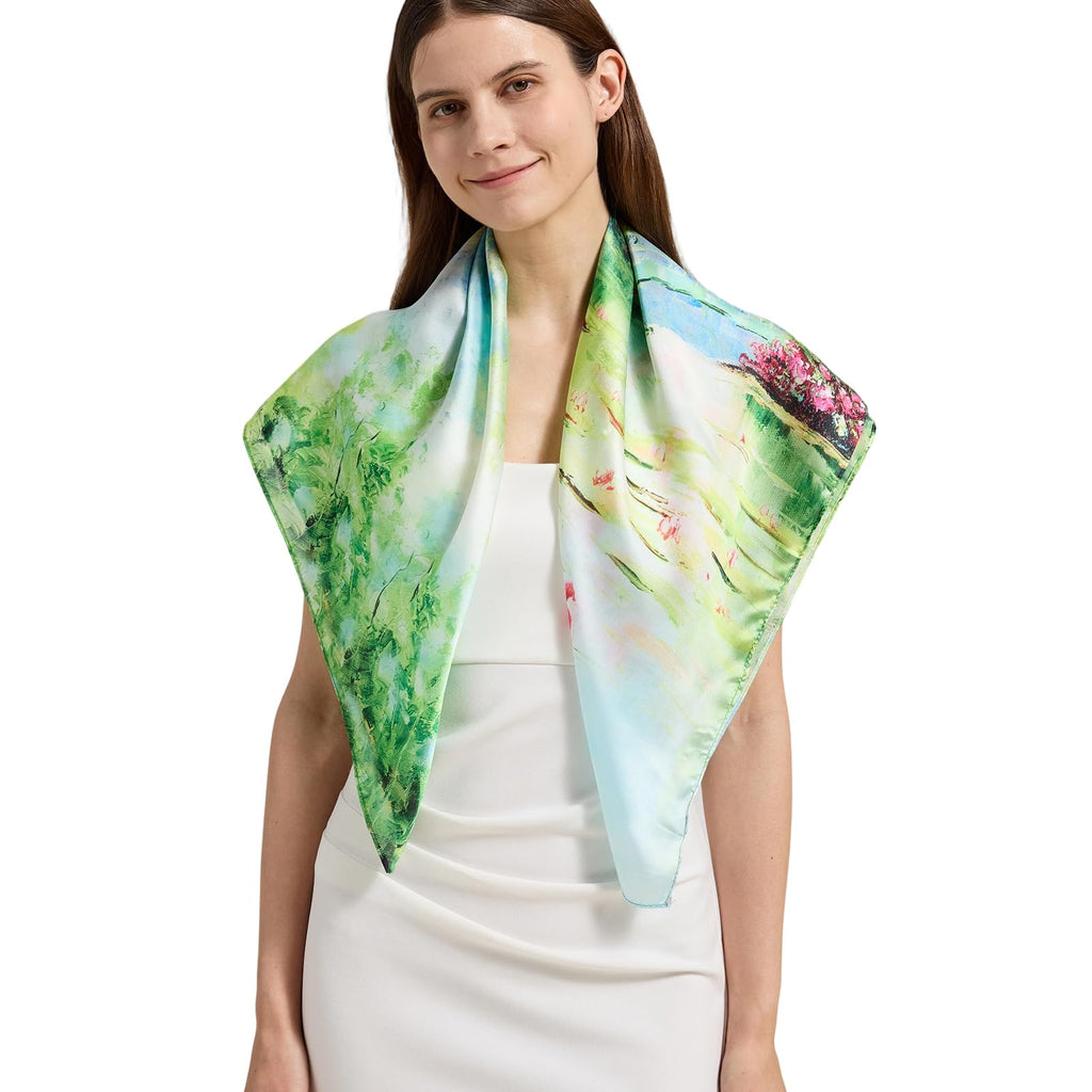 100% Mulberry Silk Head Scarf for Hair-Women's 35'' Square Silk Neck Scarf for Sleeping Wrap at Night