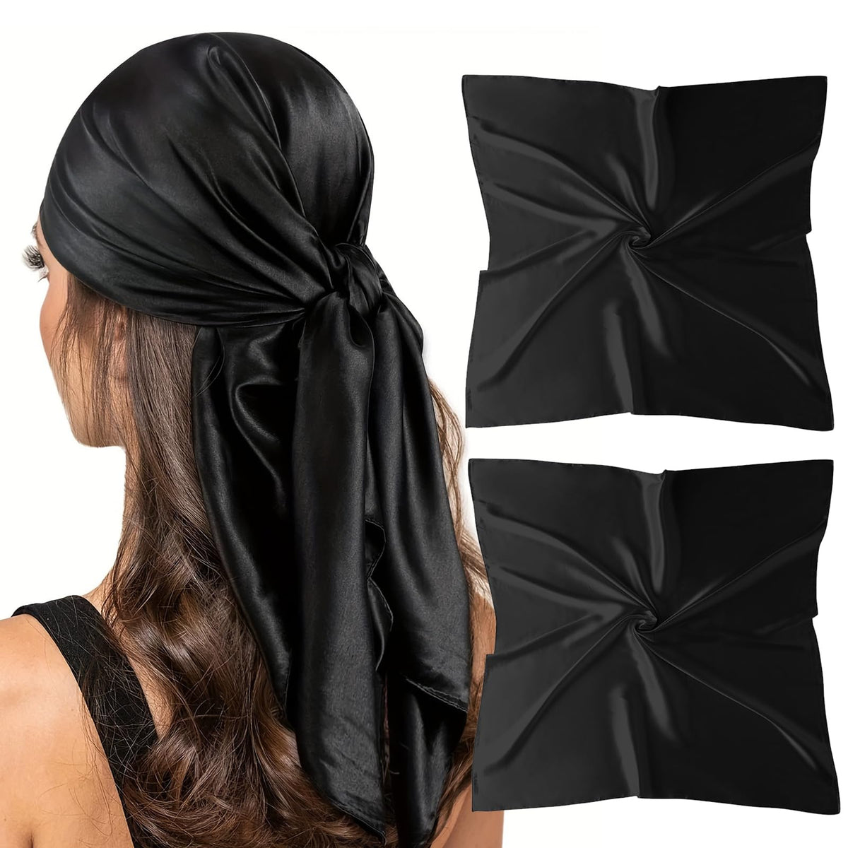 vimate 35" Square Silk Like Head Scarf - Women's Fashion Satin Scarf Bandana for Hair Wrapping at Night.