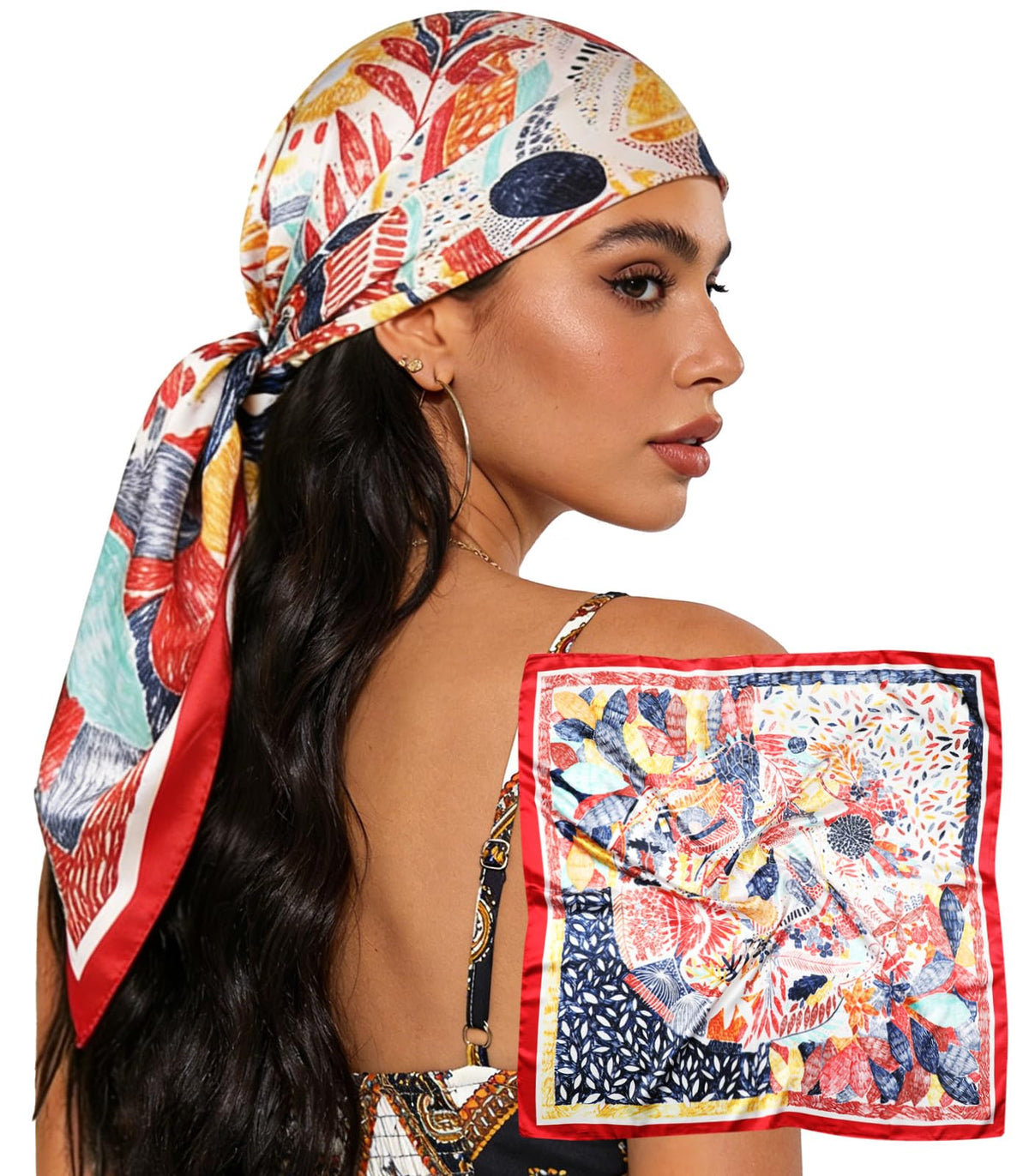 Sumolux Head Hair Scarf for Women 35" Like Satin Silk Hair Wrapping Bandana