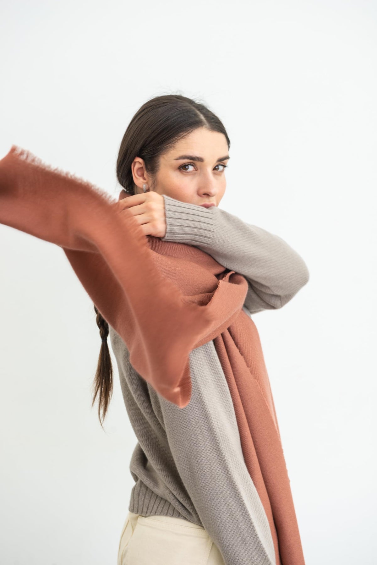 Italian Broad 70% Cashmere and 30% Silk Scarf Shawl Wrap Stole of Premium Quality Super Soft Made in Italy for Woman