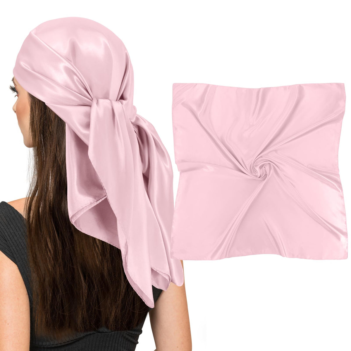 vimate 35" Square Silk Like Head Scarf - Women's Fashion Satin Scarf Bandana for Hair Wrapping at Night.