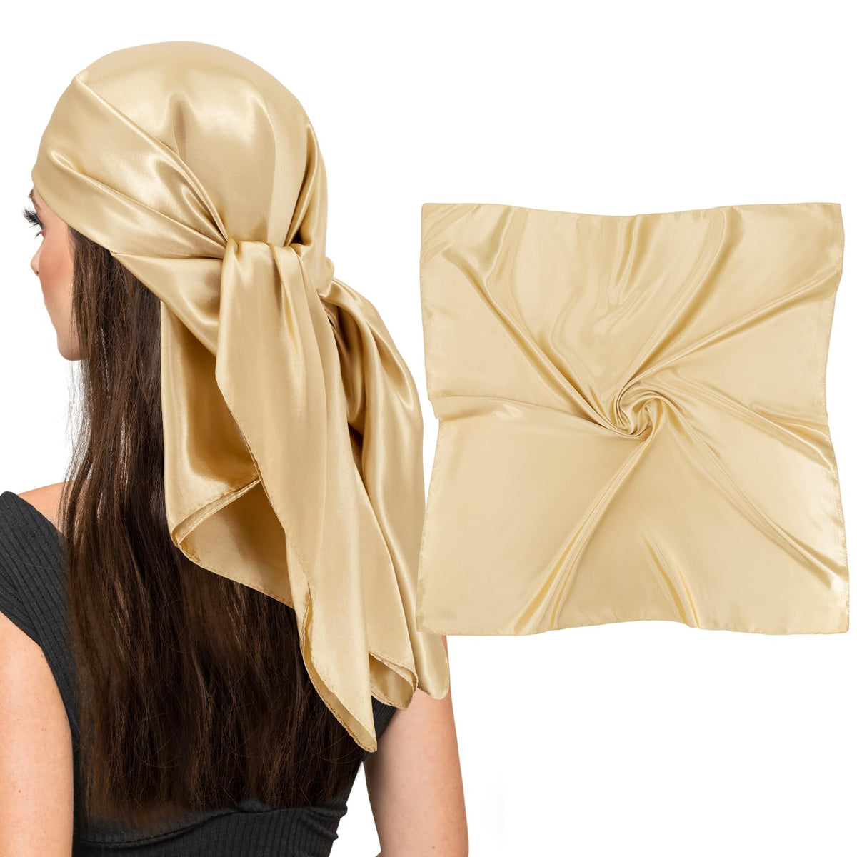 vimate 35" Square Silk Like Head Scarf - Women's Fashion Satin Scarf Bandana for Hair Wrapping at Night.