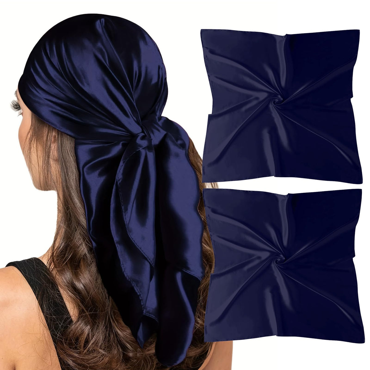 vimate 35" Square Silk Like Head Scarf - Women's Fashion Satin Scarf Bandana for Hair Wrapping at Night.