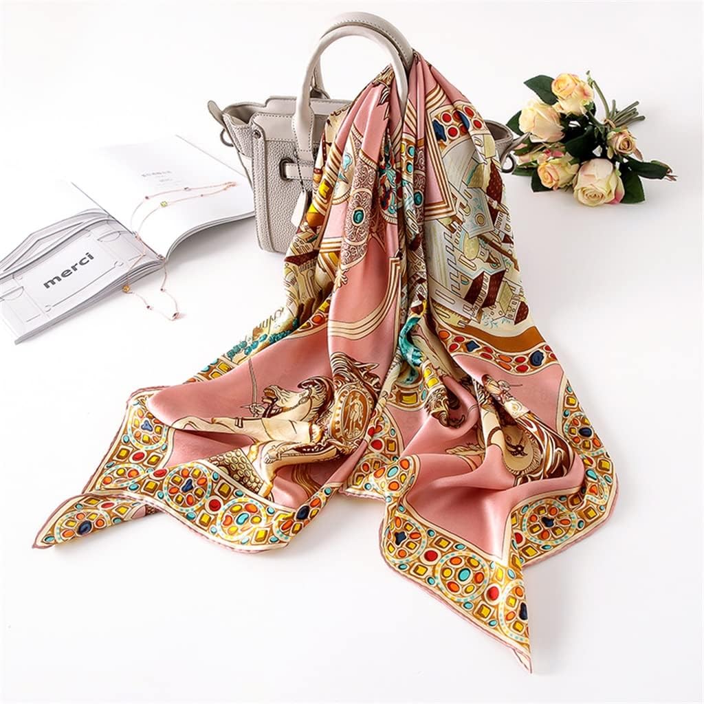 Euro‑American Plain Crepe‑Satin Large‑Square Silk Scarf