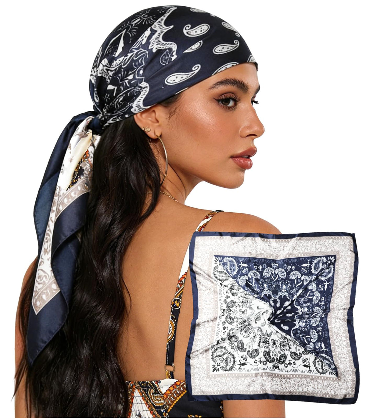 Sumolux Head Hair Scarf for Women 35" Like Satin Silk Hair Wrapping Bandana