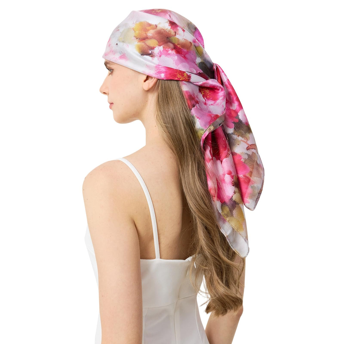 100% Mulberry Silk Head Scarf for Hair-Women's 35'' Square Silk Neck Scarf for Sleeping Wrap at Night