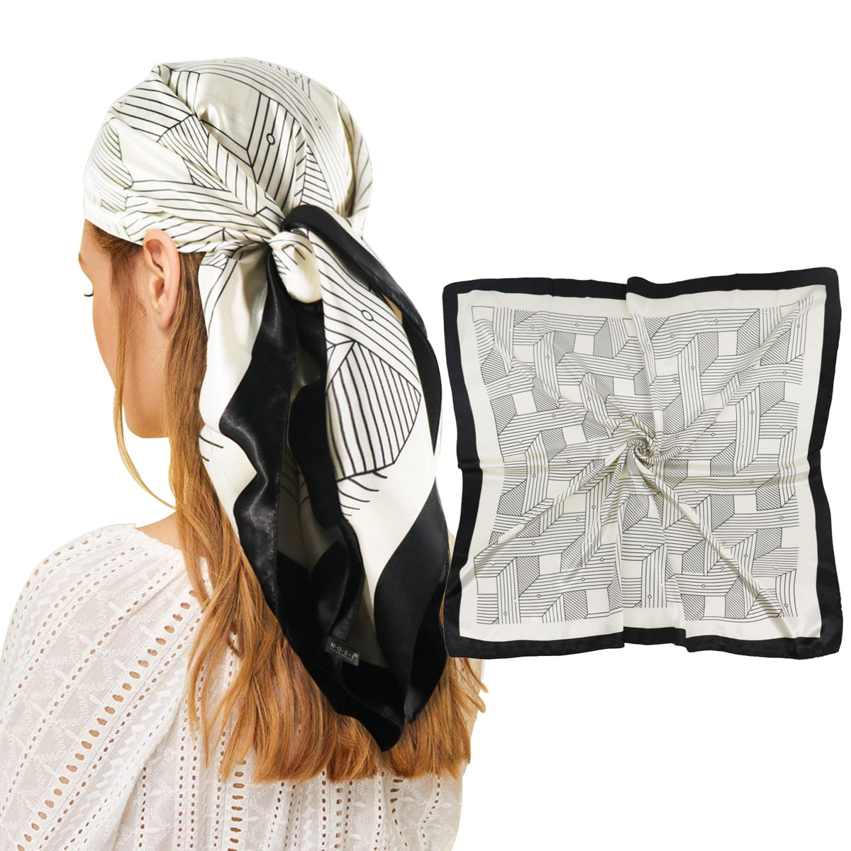 vimate 35" Square Silk Like Head Scarf - Women's Fashion Satin Scarf Bandana for Hair Wrapping at Night.