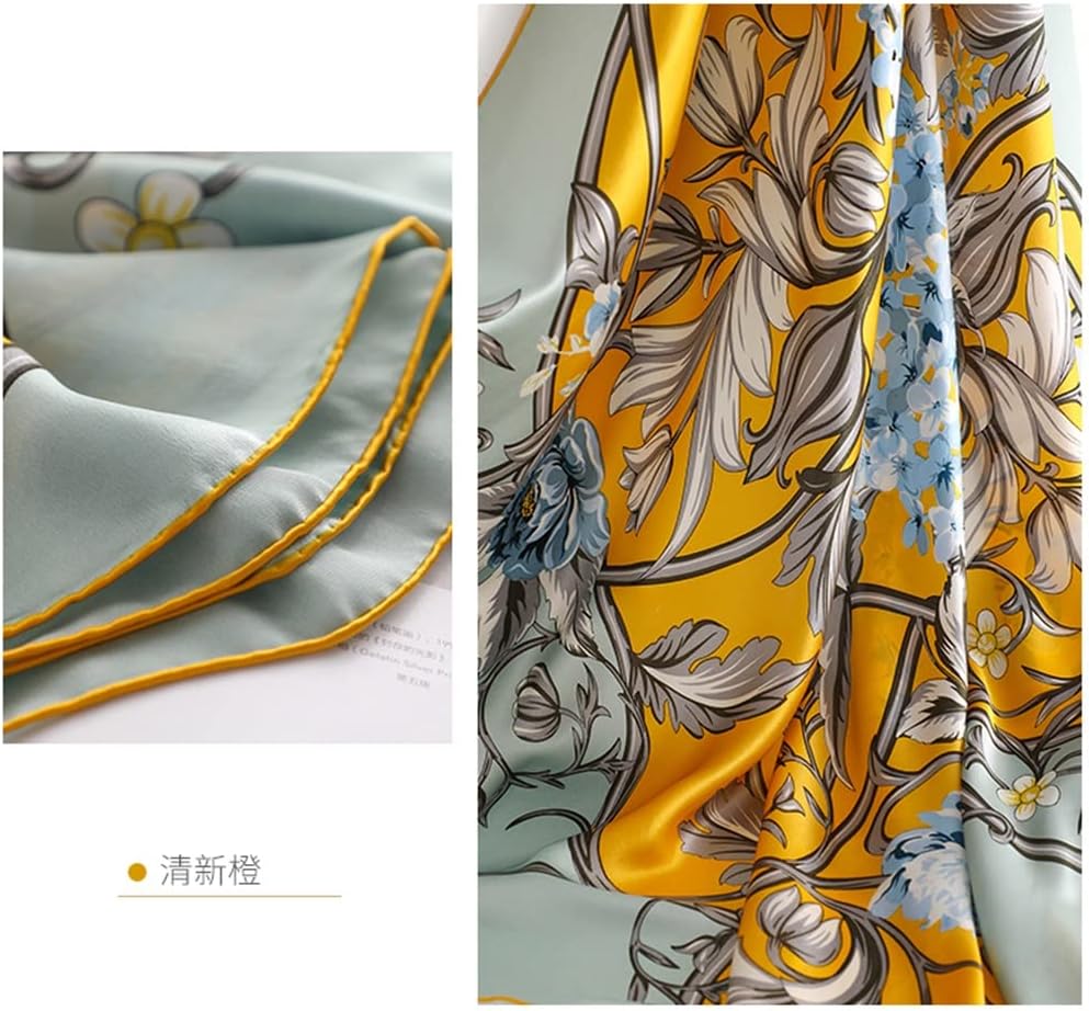 Green Large‑Square Silk Shawl Scarf