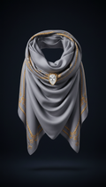 Velvet Mist Silk Scarf with Gold Rope Detailing