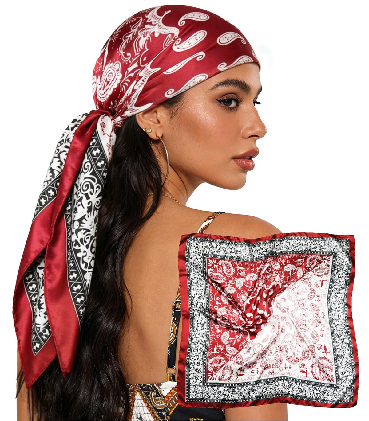 Sumolux Head Hair Scarf for Women 35" Like Satin Silk Hair Wrapping Bandana