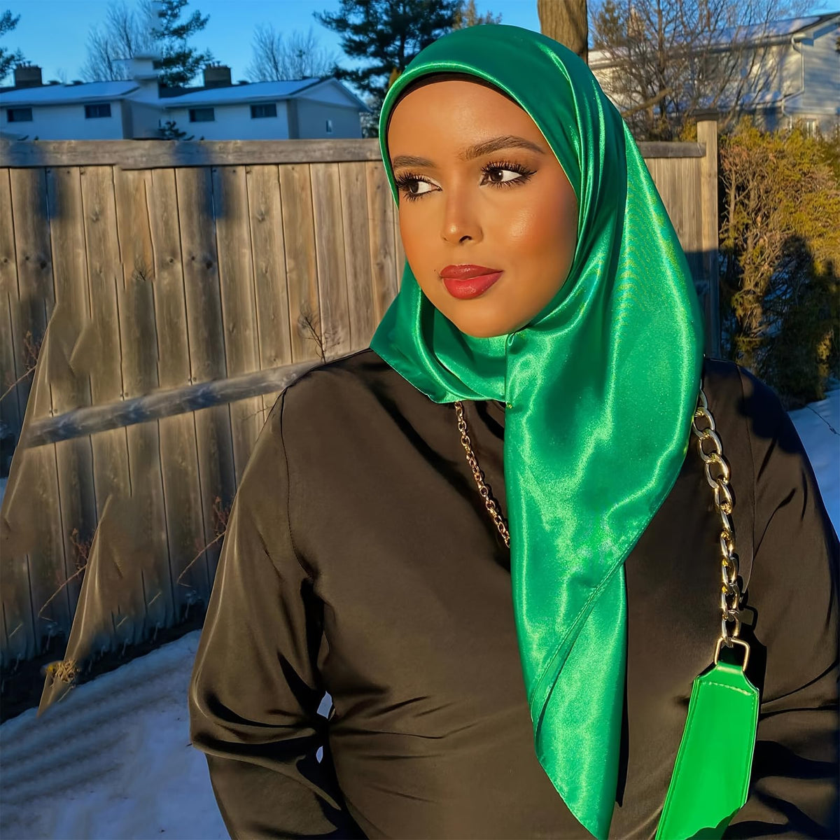 vimate 35" Square Silk Like Head Scarf - Women's Fashion Satin Scarf Bandana for Hair Wrapping at Night.