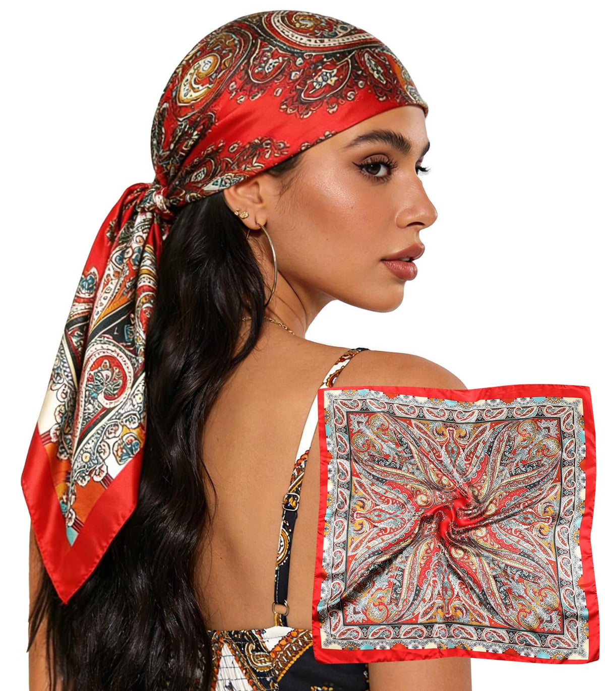 Sumolux Head Hair Scarf for Women 35" Like Satin Silk Hair Wrapping Bandana