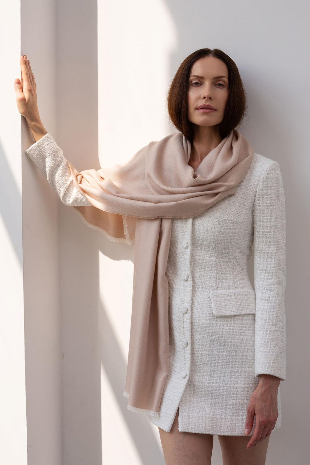 Italian Broad 70% Cashmere and 30% Silk Scarf Shawl Wrap Stole of Premium Quality Super Soft Made in Italy for Woman