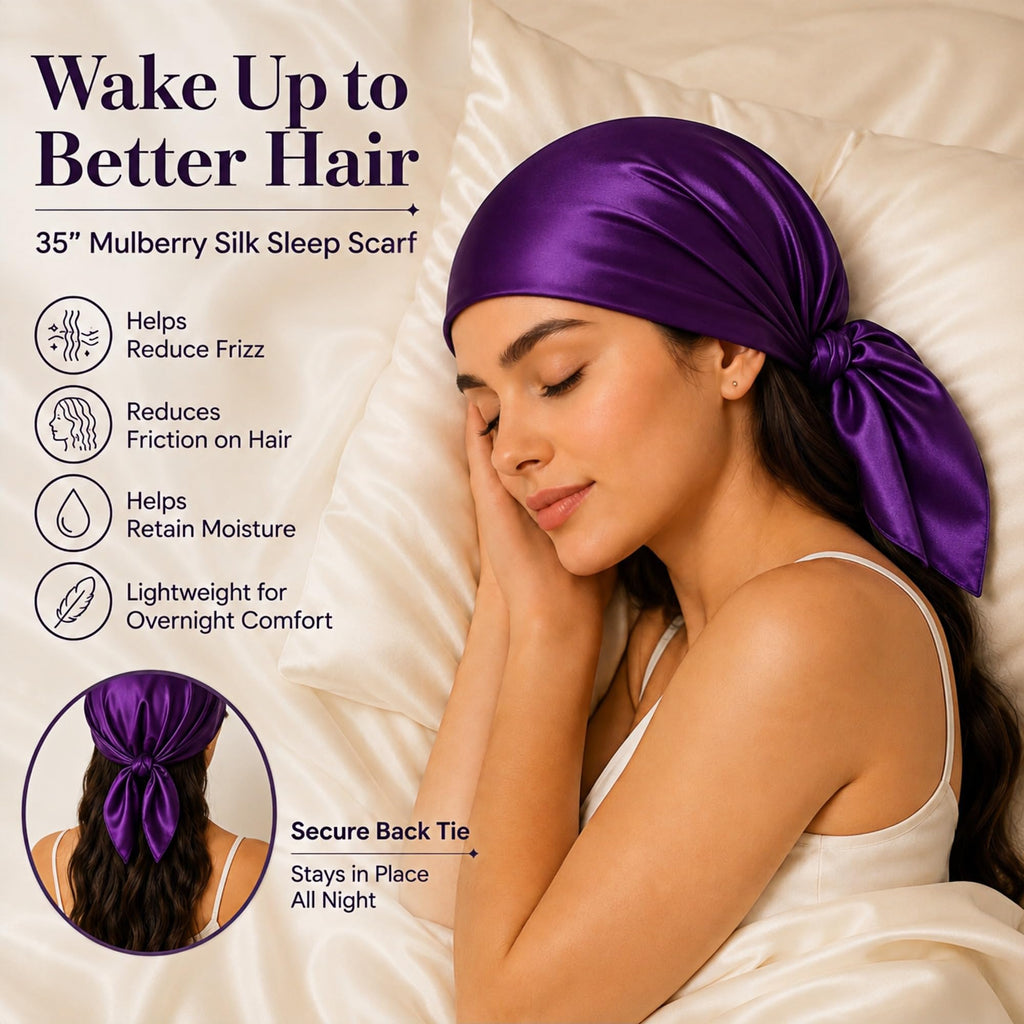PoeticEHome 100% Mulberry Silk Head Scarf for Women, 35 x 35 Inch Square