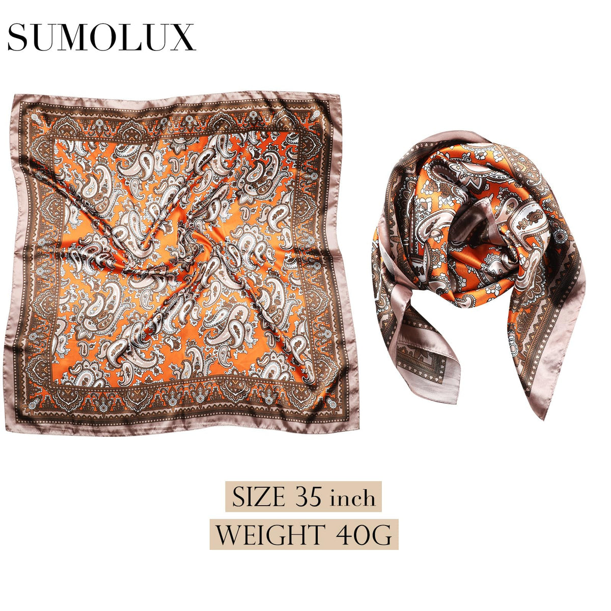 Sumolux Head Hair Scarf for Women 35" Like Satin Silk Hair Wrapping Bandana