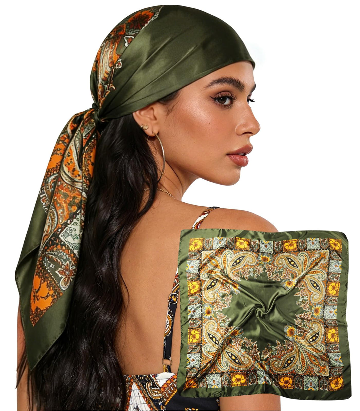 Sumolux Head Hair Scarf for Women 35" Like Satin Silk Hair Wrapping Bandana
