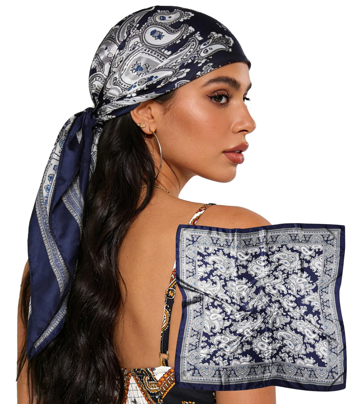 Sumolux Head Hair Scarf for Women 35" Like Satin Silk Hair Wrapping Bandana