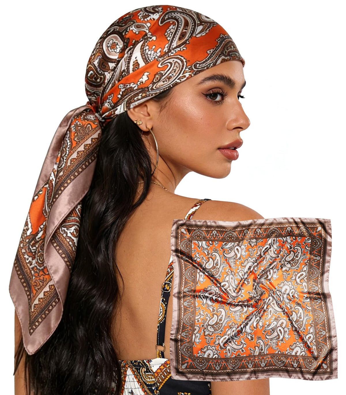 Sumolux Head Hair Scarf for Women 35" Like Satin Silk Hair Wrapping Bandana