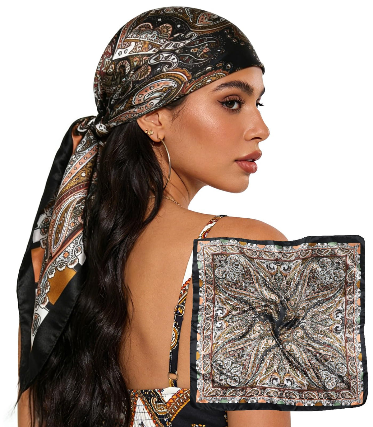 Sumolux Head Hair Scarf for Women 35" Like Satin Silk Hair Wrapping Bandana