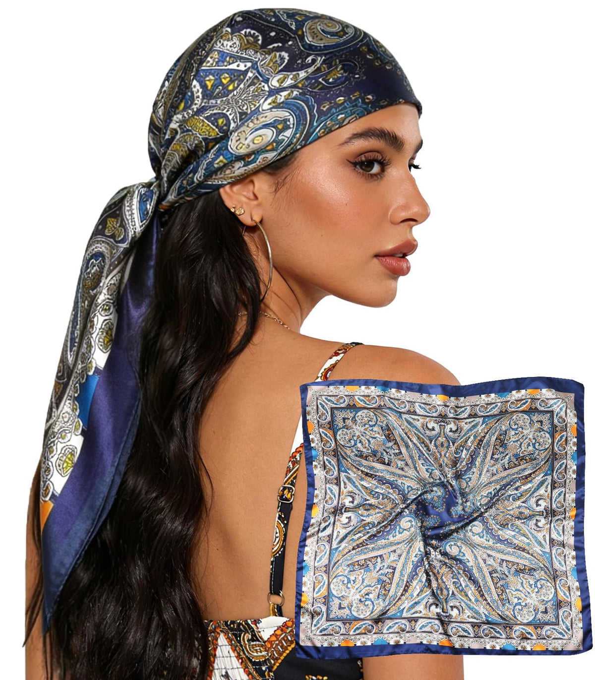 Sumolux Head Hair Scarf for Women 35" Like Satin Silk Hair Wrapping Bandana