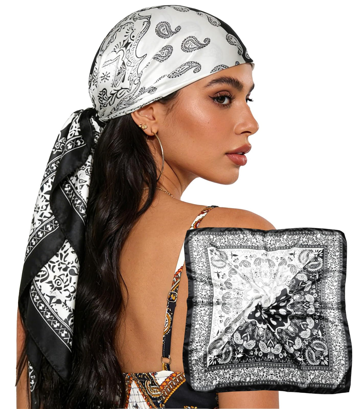 Sumolux Head Hair Scarf for Women 35" Like Satin Silk Hair Wrapping Bandana