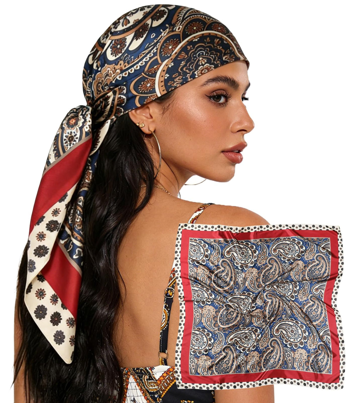 Sumolux Head Hair Scarf for Women 35" Like Satin Silk Hair Wrapping Bandana