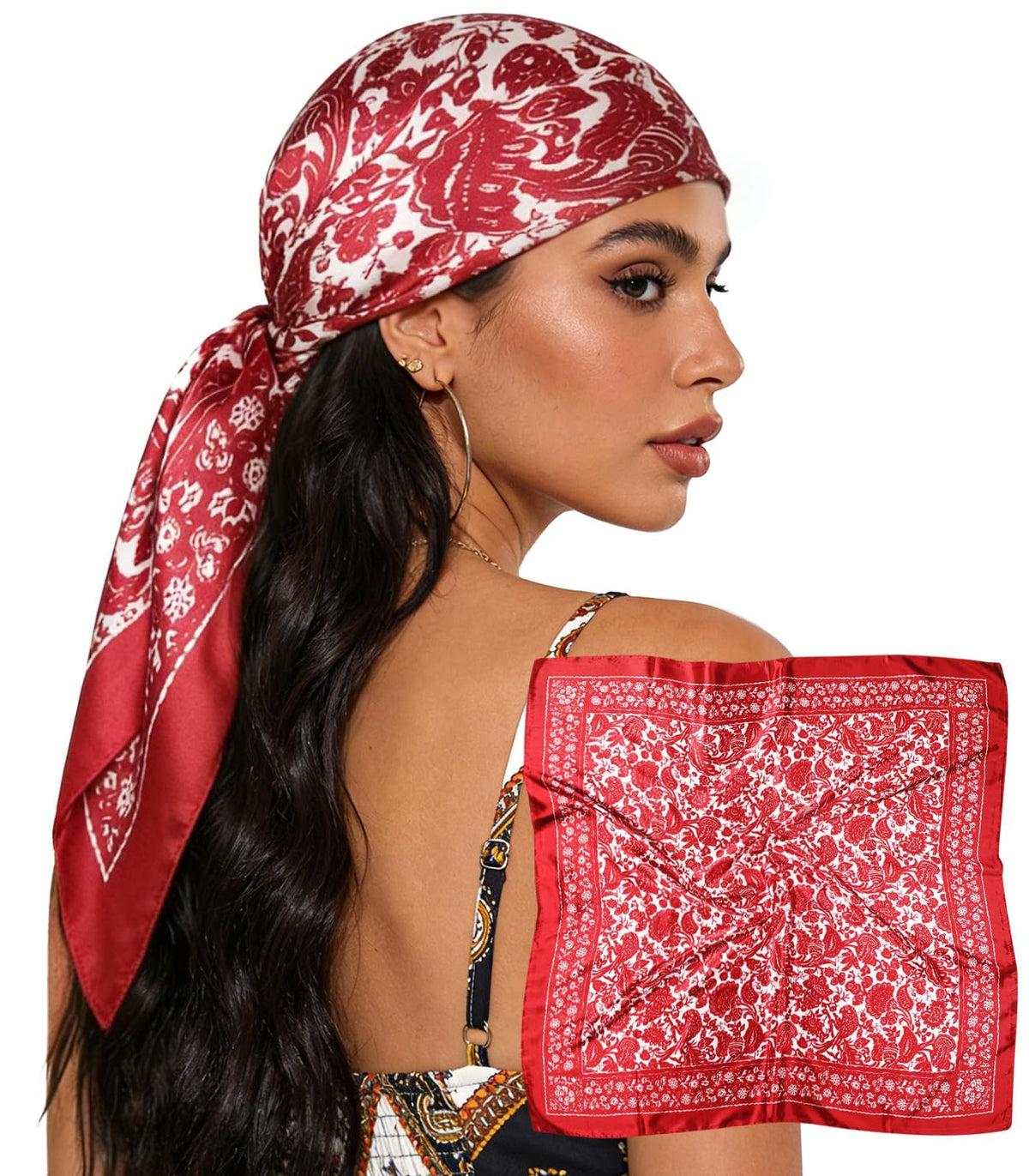 Sumolux Head Hair Scarf for Women 35" Like Satin Silk Hair Wrapping Bandana