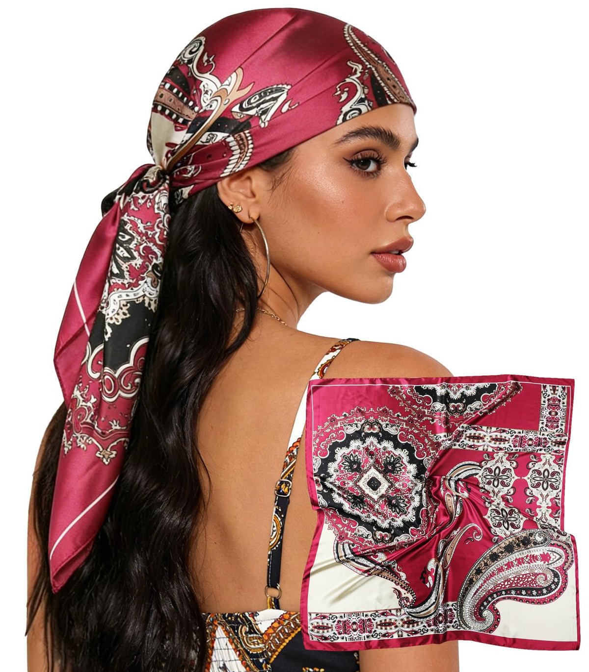 Sumolux Head Hair Scarf for Women 35" Like Satin Silk Hair Wrapping Bandana
