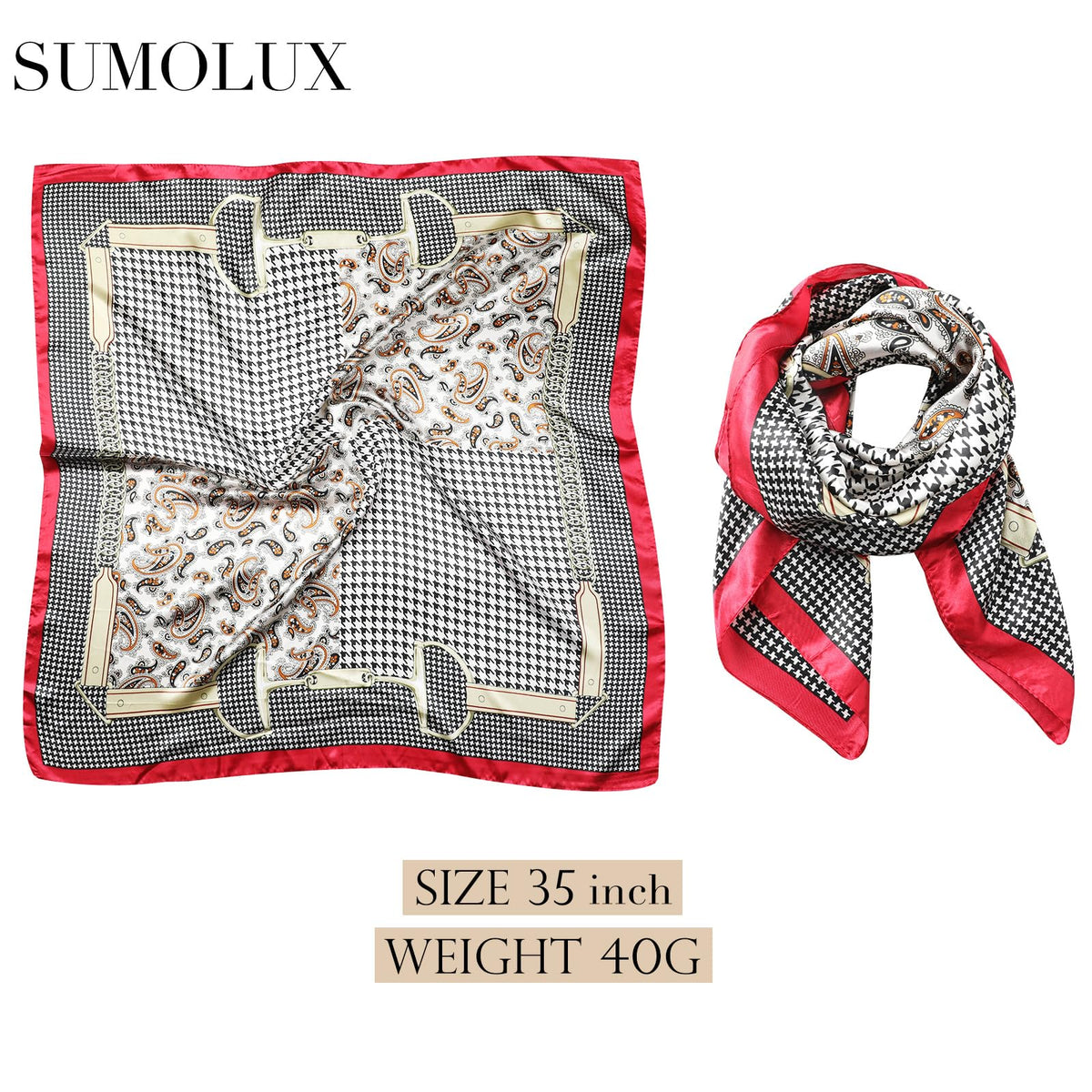 Sumolux Head Hair Scarf for Women 35" Like Satin Silk Hair Wrapping Bandana