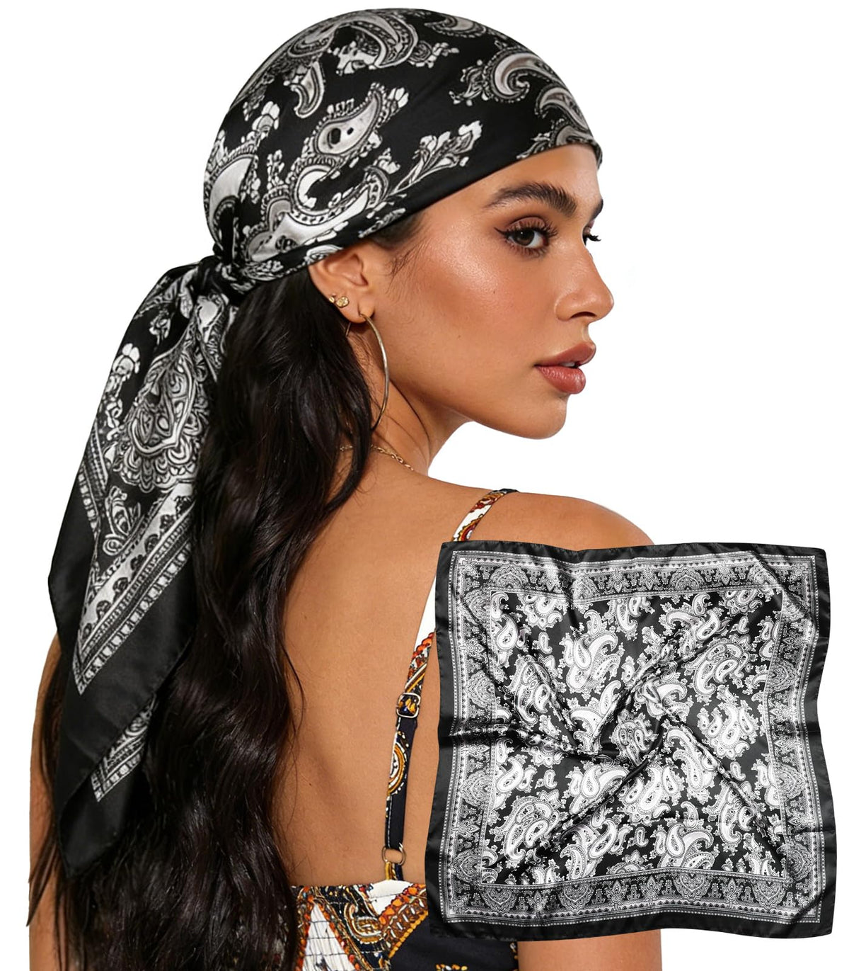 Sumolux Head Hair Scarf for Women 35" Like Satin Silk Hair Wrapping Bandana