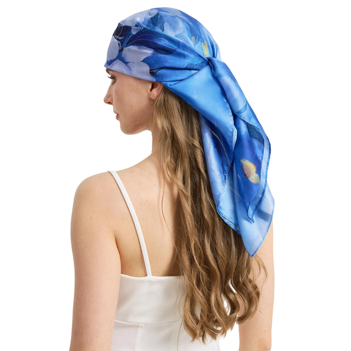 100% Mulberry Silk Head Scarf for Hair-Women's 35'' Square Silk Neck Scarf for Sleeping Wrap at Night