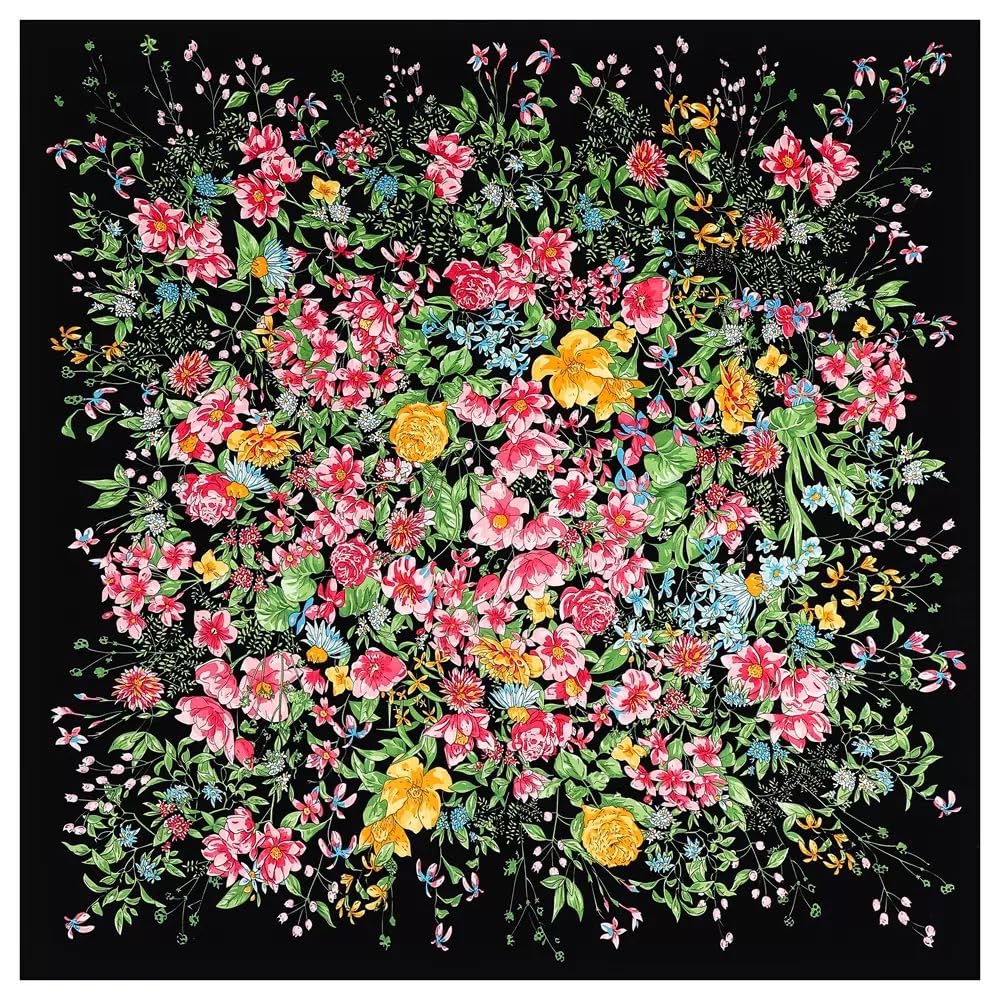 100% Silk Square Scarf for Hair-25.6" Women Men Neckerchief & Headscarf