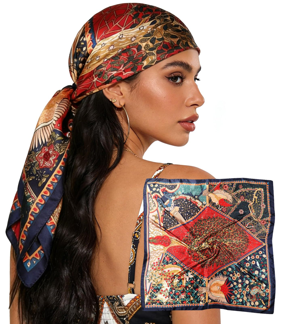 Sumolux Head Hair Scarf for Women 35" Like Satin Silk Hair Wrapping Bandana