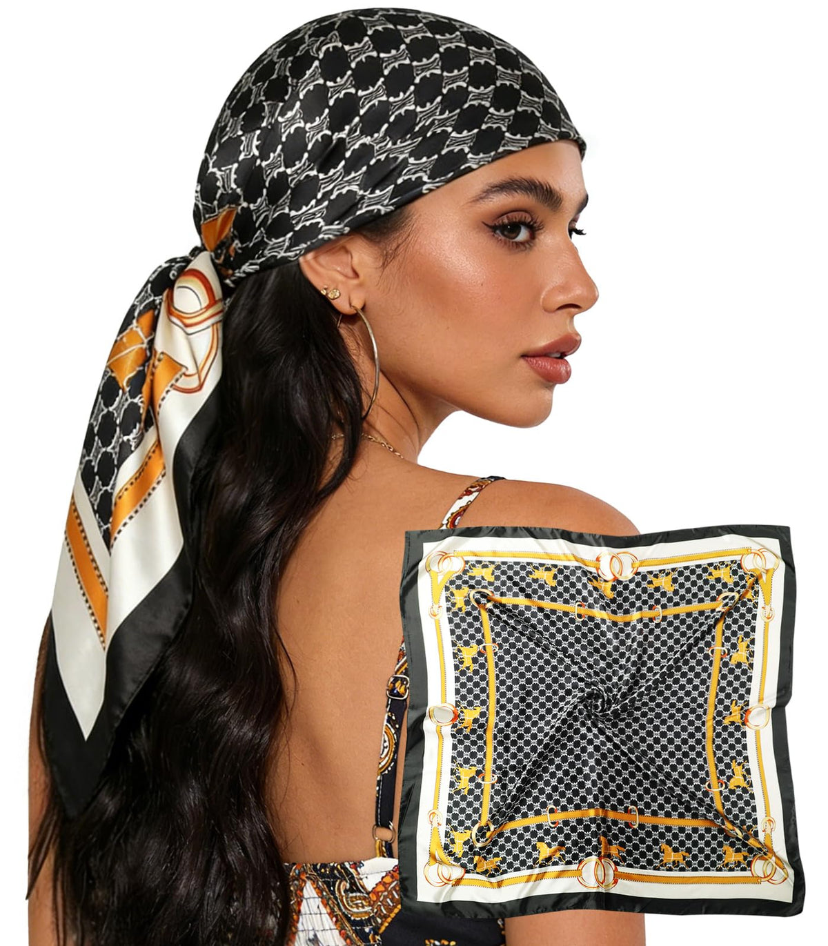 Sumolux Head Hair Scarf for Women 35" Like Satin Silk Hair Wrapping Bandana