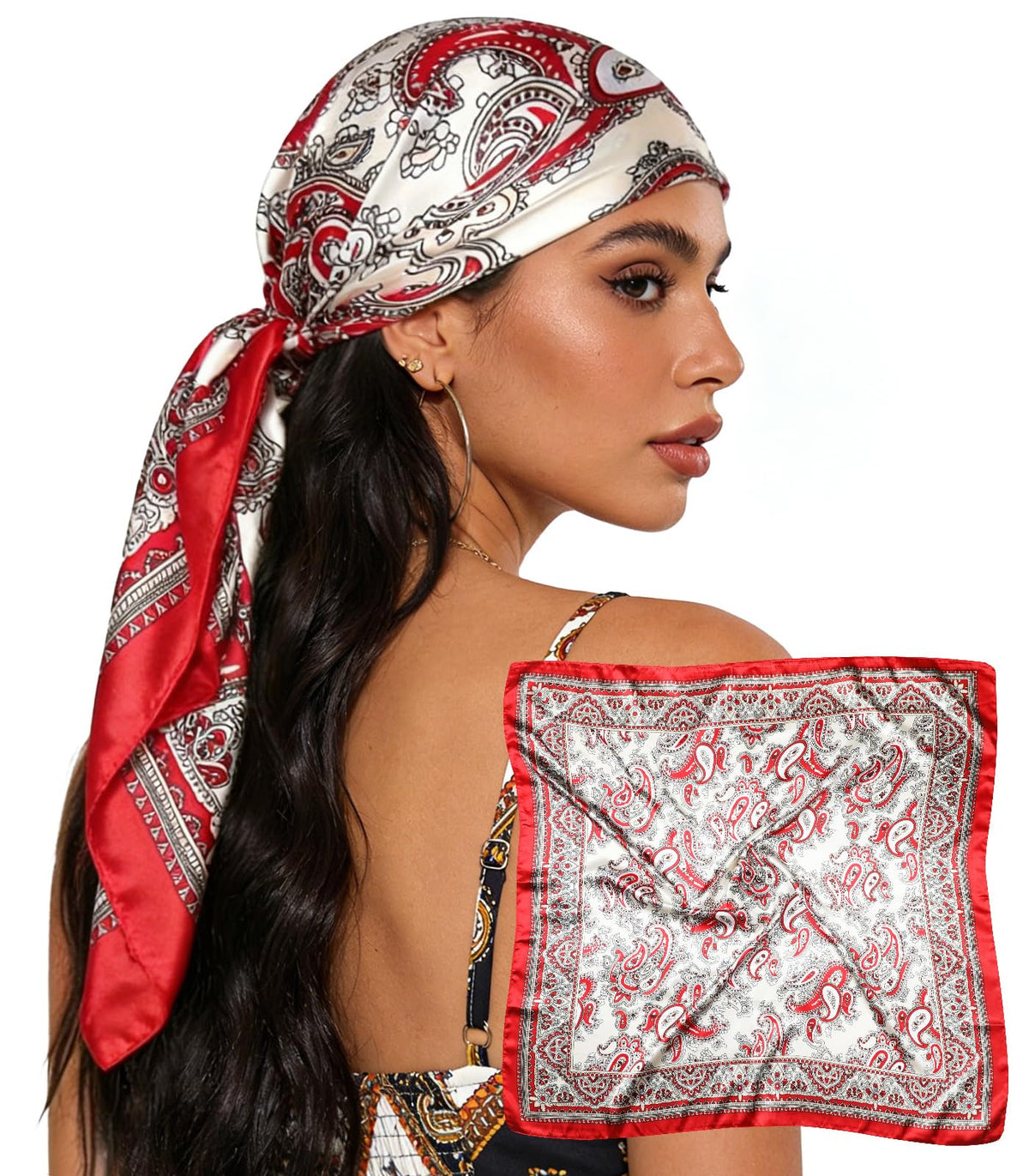 Sumolux Head Hair Scarf for Women 35" Like Satin Silk Hair Wrapping Bandana