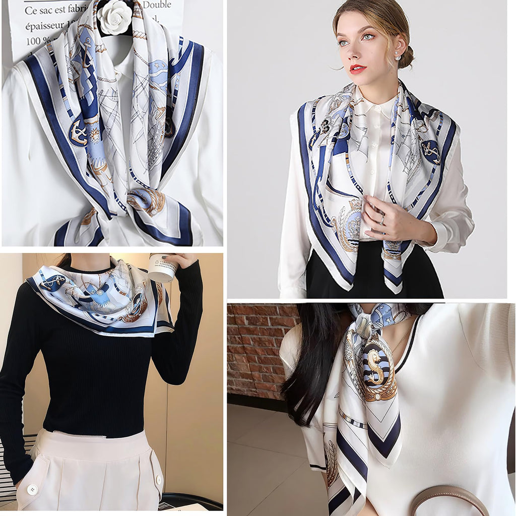 Ciormis 100% Mulberry Silk Scarf-Women's 21''/27''Square Silk Hair Head Scarf Neckerchief with Gift Packaged