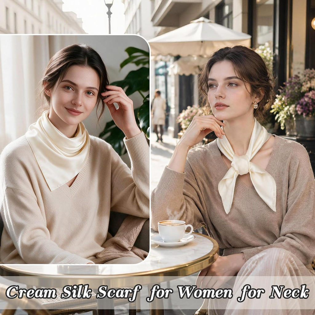 Ciormis 100% Mulberry Silk Scarf-Women's 21''/27''Square Silk Hair Head Scarf Neckerchief with Gift Packaged