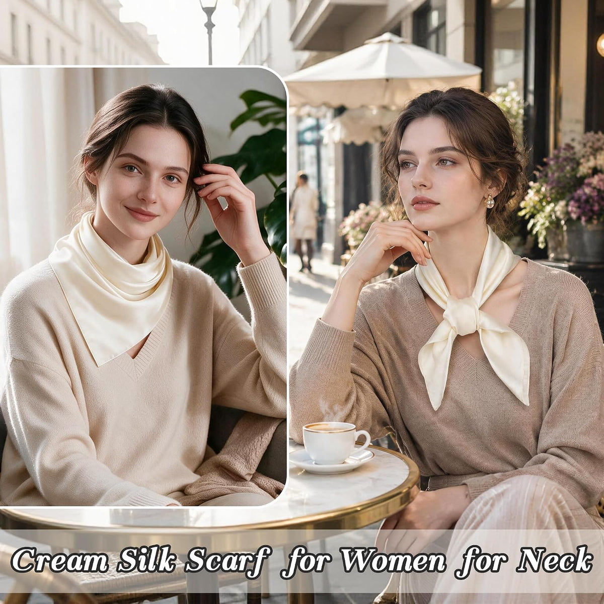 Ciormis 100% Mulberry Silk Scarf-Women's 21''/27''Square Silk Hair Head Scarf Neckerchief with Gift Packaged