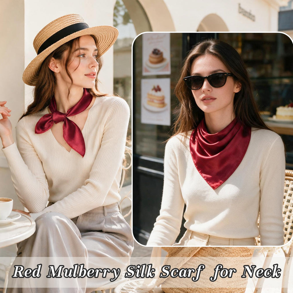 Ciormis 100% Mulberry Silk Scarf-Women's 21''/27''Square Silk Hair Head Scarf Neckerchief with Gift Packaged