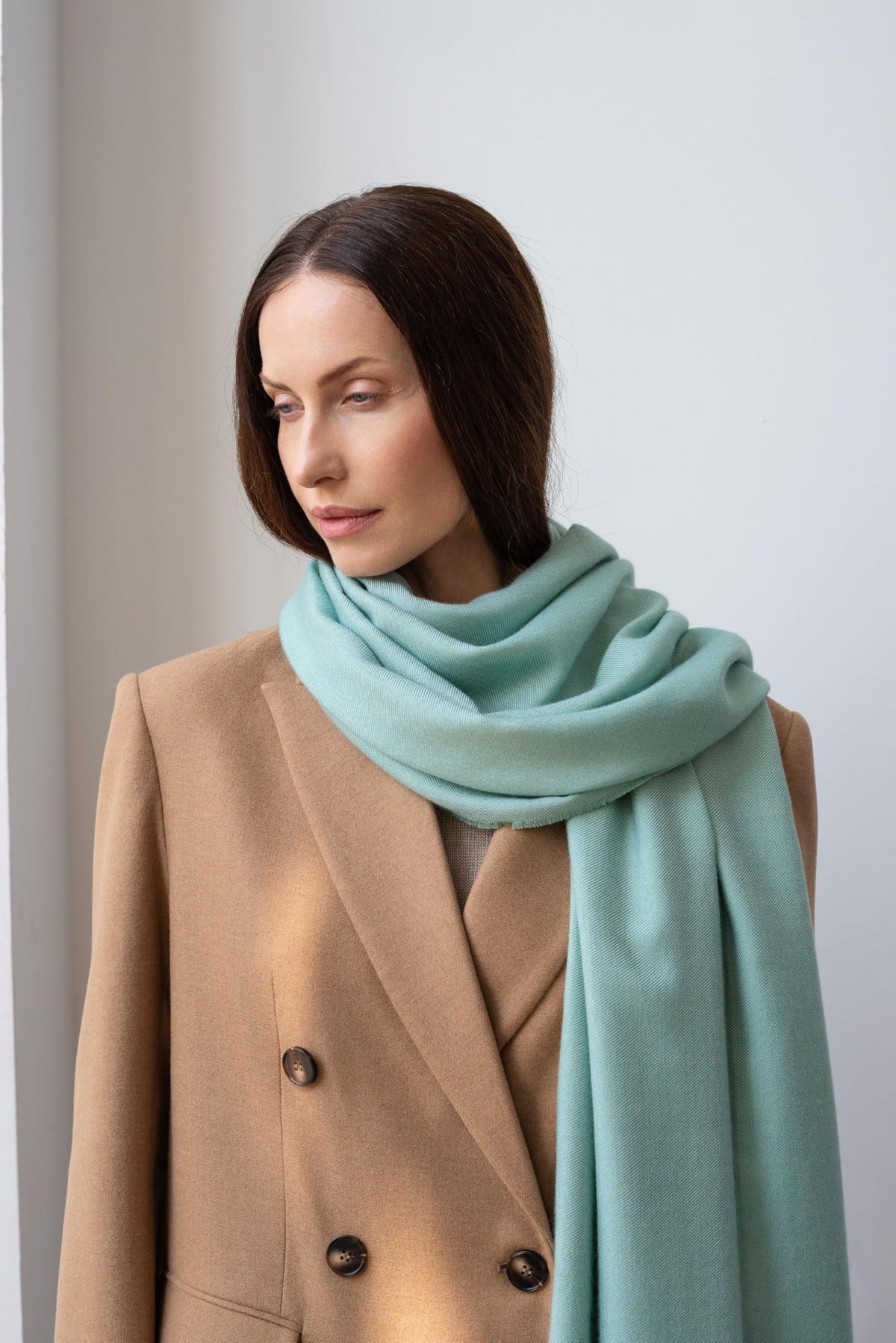 Italian Broad 70% Cashmere and 30% Silk Scarf Shawl Wrap Stole of Premium Quality Super Soft Made in Italy for Woman