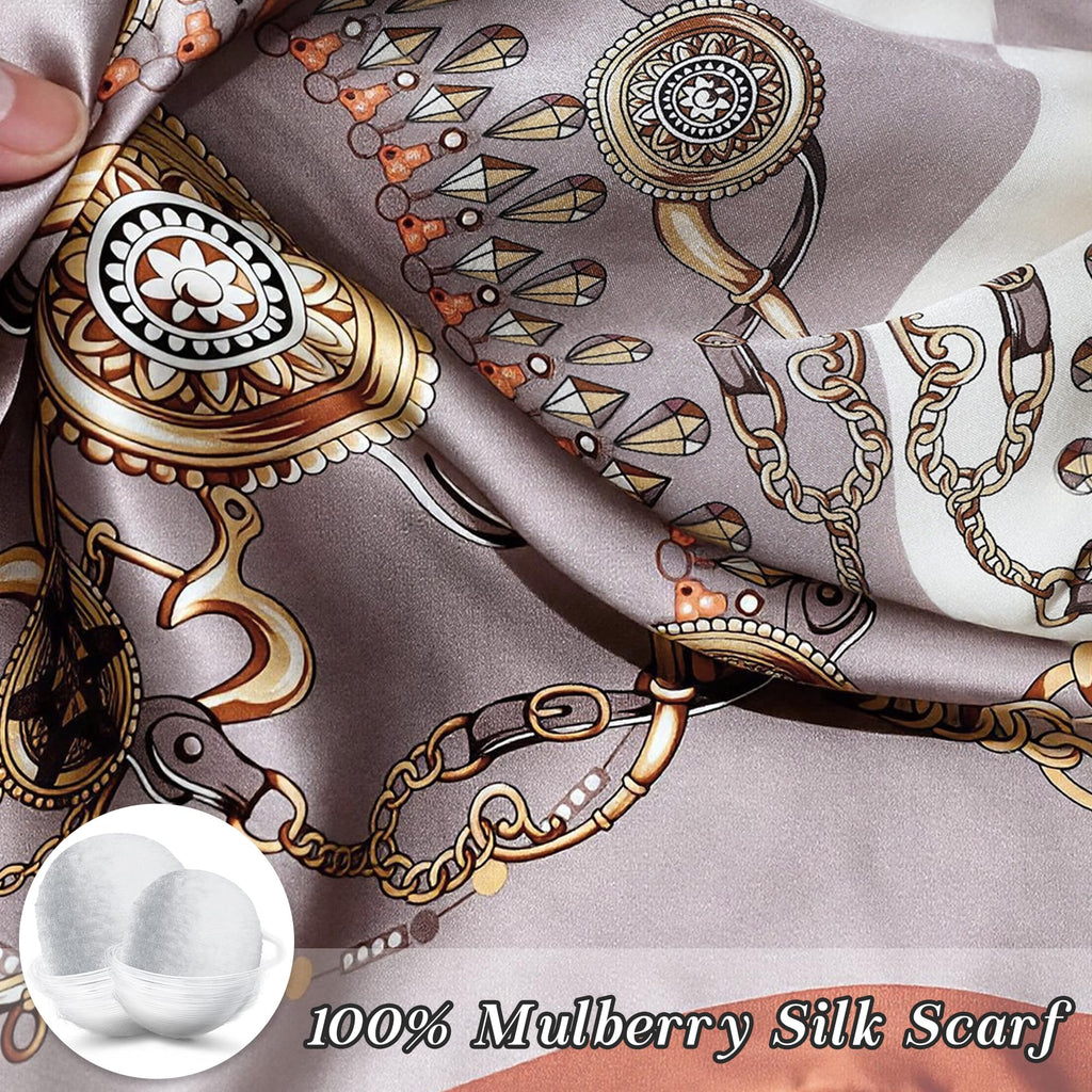 Ciormis 100% Mulberry Silk Scarf-Women's 21''/27''Square Silk Hair Head Scarf Neckerchief with Gift Packaged