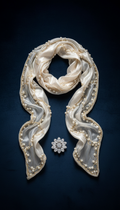 Pearl Veil Silk Scarf with 24K Gold Accent